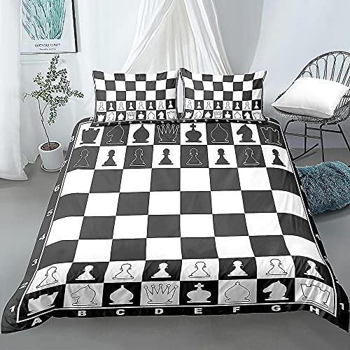 Bloques de construcción 3D Rompecabezas patrón de ajedrez Funda nórdica Dormitorio Infantil Funda nórdica Ropa de Cama y Funda de Almohada decoración del hogar 220x240cm A Cover