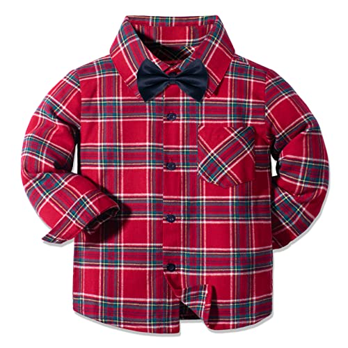 Image of Yilaku Toddler Baby Boy Clothes Gentleman Wedding Outfits, Formal Dress Shirt with Bowtie + Suspender 3 Monthes-4 Years