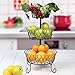 HOME DISTRICT 3-Tier Fruit Basket Stand - Footed Iron Wire Graduated Food Storage Bowls for Countertop and Dining Table, 17