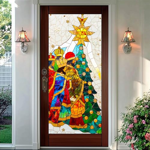 Película de ventana navideña HOMETITUTE con diseño vidriera 39.3x17.7 in miniatura 6