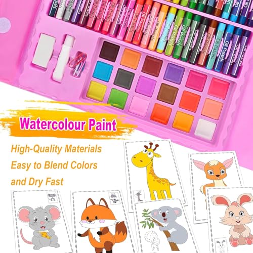 Image of 208 pcs Art Set & Colour Set Kit for Kids - Complete Drawing Kit with Crayons, Markers, Pencils - Ideal Colors Set for Kids - Creative Colour Set for Drawing & Sketching