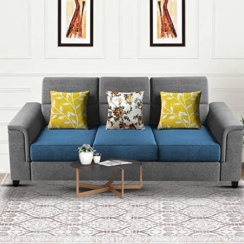 Image of Braxton Stacy 3 Seater Sofa Set for Living Room | Color - Turquise Grey