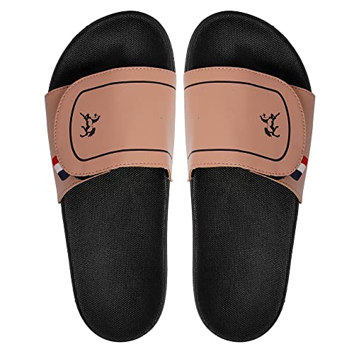 Image of PERY-PAO Mens Stylish Sliders Grey, Sky Blue, Black, White, peach, Neon Green, Olive Green Boys Slippers