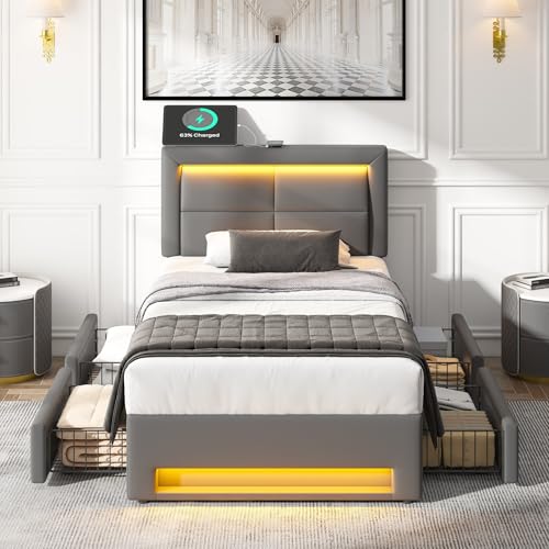 Illuminazione a LED: l'illuminazione a LED del letto fornisce una fonte di luce morbida e piacevole nella stanza. Con il telecomando è possibile scegliere tra 12 diversi colori e regolare l'intensità della luce a proprio piacimento. Questo crea l'atmosfera perfetta per la camera da letto, sia per una notte rilassante o un momento più attivo come la lettura. L'illuminazione non è solo pratica, ma anche un punto culminante moderno che abbellisce la stanza.