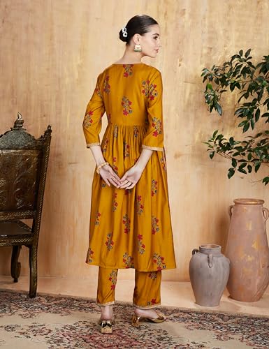 Image of Amazon Brand - Myx Women's Embroidered Kurta and Pant Set in Rayon (Available in Plus Sizes)