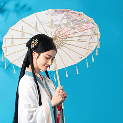 1 Conjunto Guarda-chuva Antigo De Papel Oleado Sombrinha Guarda Sol Guarda-chuva De Seda Asiático Or