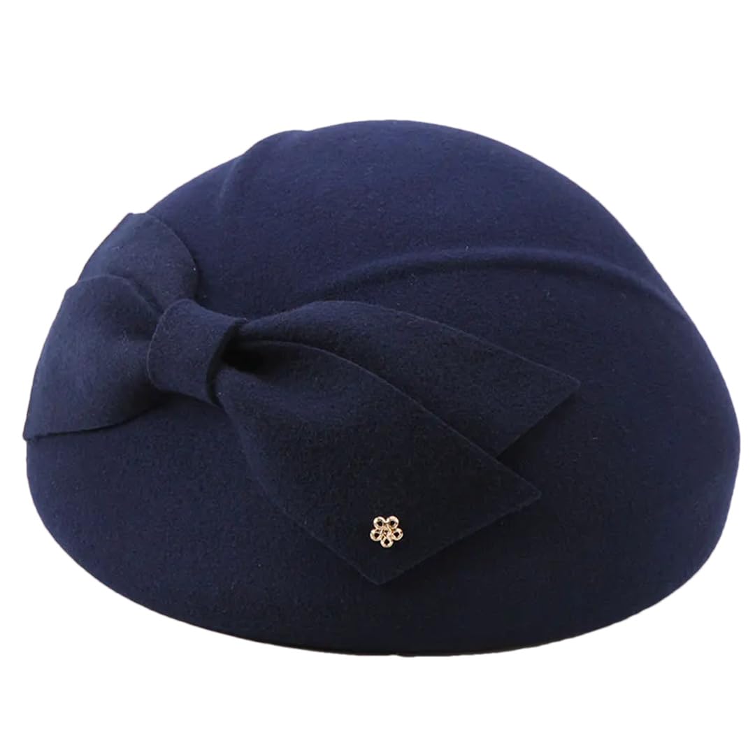 Wvapzxx Lady Fedoras Cappello di Lana Donna di Lana Bowtie Cap Inverno Beret Hat Bowler Hat Pumpkin Hat Dome Cap