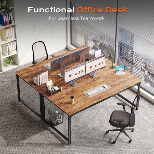 Image of PRAISUN 63 X 29.5 Inch Computer Desk with Deeper Desktop, Gaming Office Writing Work Desk for Home Office, Study, Bedroom, Work from Home, Metal Frame, Rustic Brown