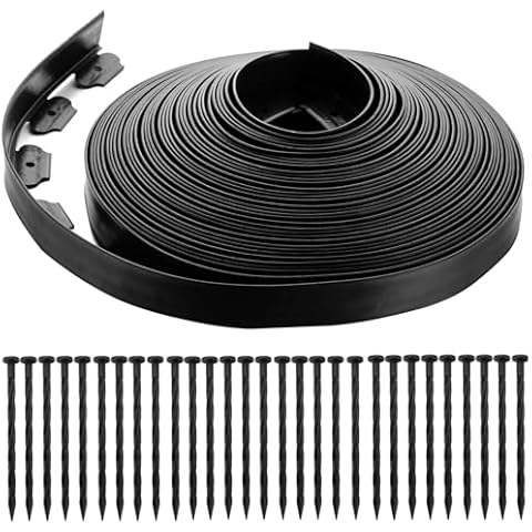 NASAMA Landscape Edging Kit,1.5in Tall - 4in Tall No Dig Lawn Border Design,for Landscaping, Flower Gardens, and Lawns (Black, 20FT/ 2IN) Cover