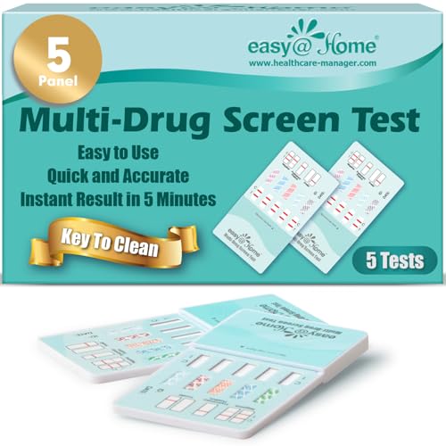 Easy@Home 5 Panel Instant Drug Test Kits - Testing Marijuana (THC), COC, OPI 2000, AMP, MET/mAMP- Urine Dip Drug Testing -#EDOAP-254 5 Pack Date EXP:2026/3/20