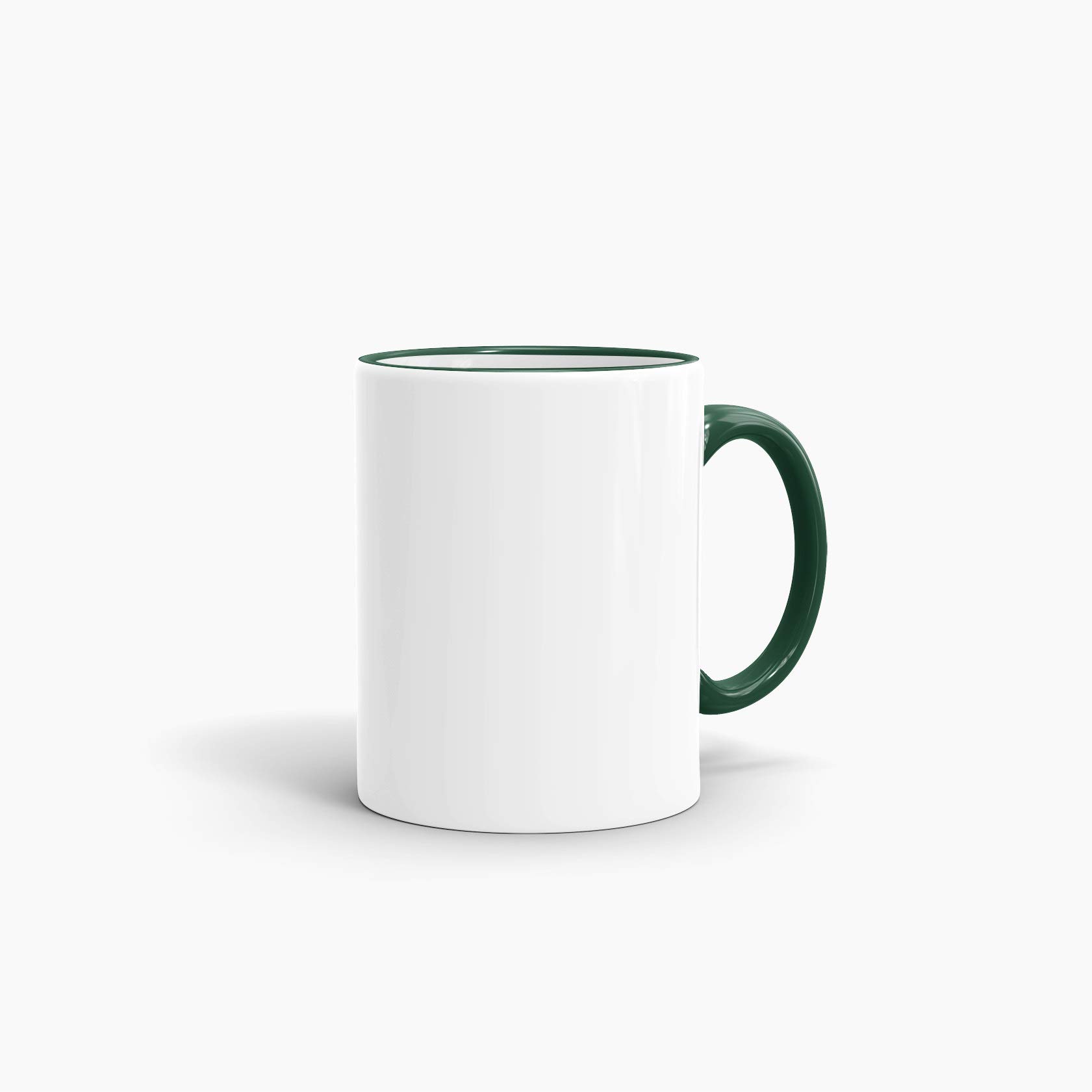 Bastel-Tassen ohne Druck zum Bemalen aus Hochwertiger Keramik Einzeln oder im Set/Mug/Cup/Becher/Pott - Rand & Henkel Dunkelgrün 12er Set
