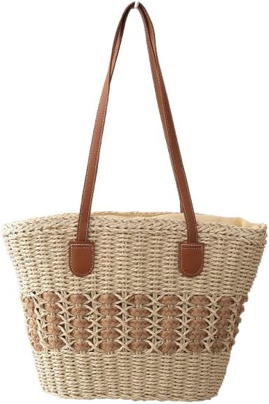 Women’s Tote Bag Straw Beach Shoulder Handbag Fashion Purse 2026 Summer Vacation Travel Woven Top Handle Bag