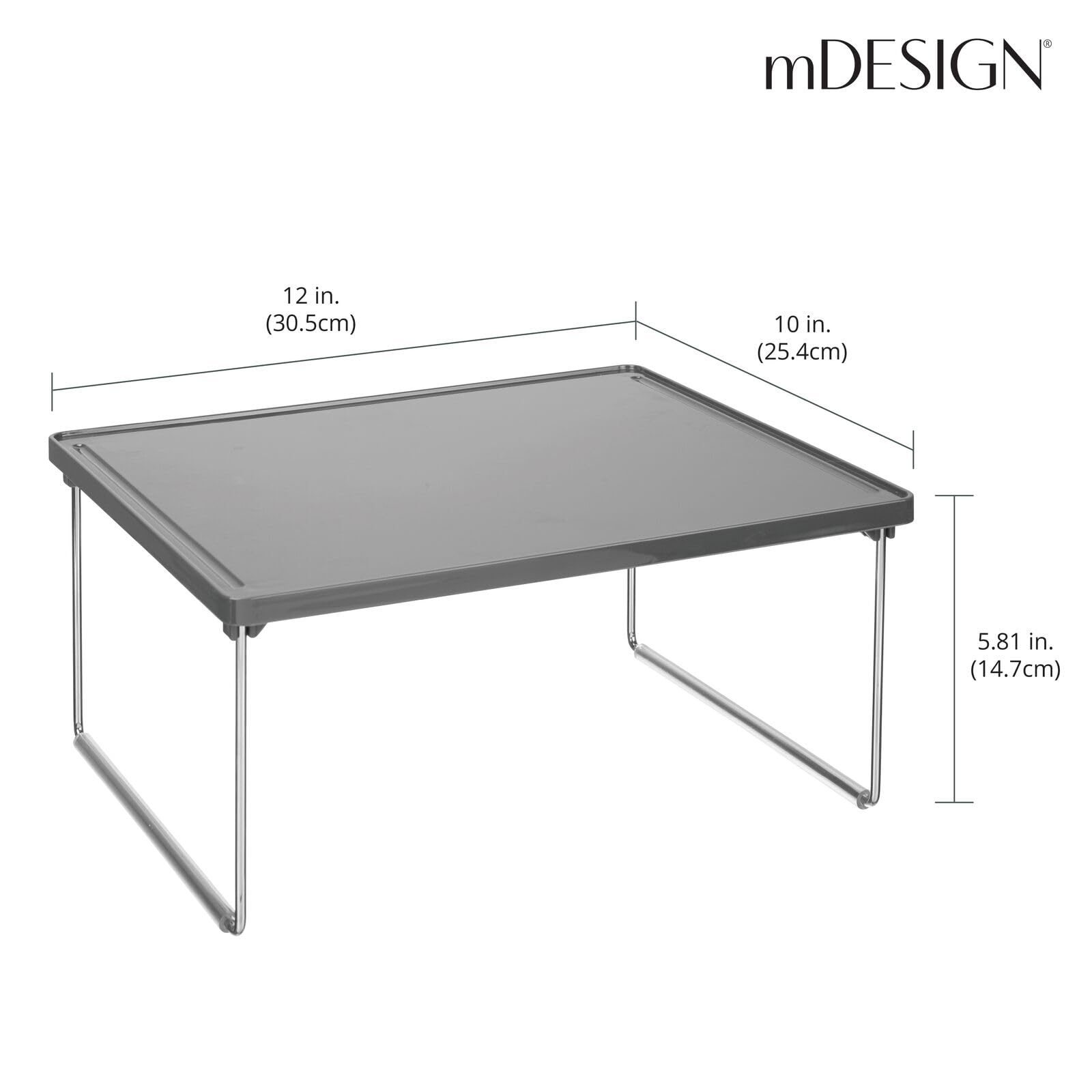 mDesign Juego de 4 estantes adicionales para ropa – Balda auxiliar de metal y plástico para sumar espacio de almacenaje en armarios – También útil como organizador de armarios de cocina – gris pizarra