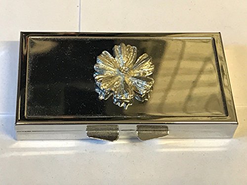 Pilulier 7 jours en étain fin anglais décor miroir fleur de jardin botanique fabriqué à la main