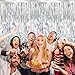 GOER 3.2 ft x 8.2 ft Metallic Tinsel Foil Fringe Curtains Party Photo Backdrop Party Streamers for Birthday,Graduation,New Year Eve Decorations Wedding Decor (Silver,1 Pack)
