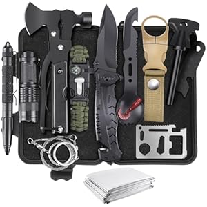 Gifts for Men Christmas 14-in-1 Survival Kit – Premium Outdoor Survival Gear Set with Tactical Tools/Fishing Essentials, Perfect for Dad, Husband, Him, Teen Boys, Camping, Hiking