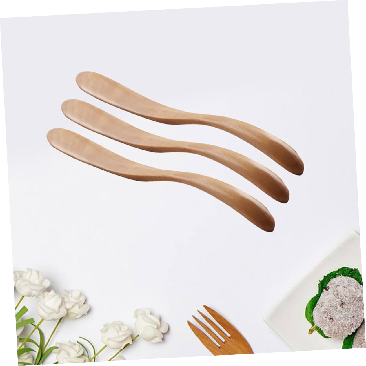 BRIGHTFUFU Butter Cheese Jam Spreaders 3pcs Wooden Butter Knife Set for Baking Restaurant Use