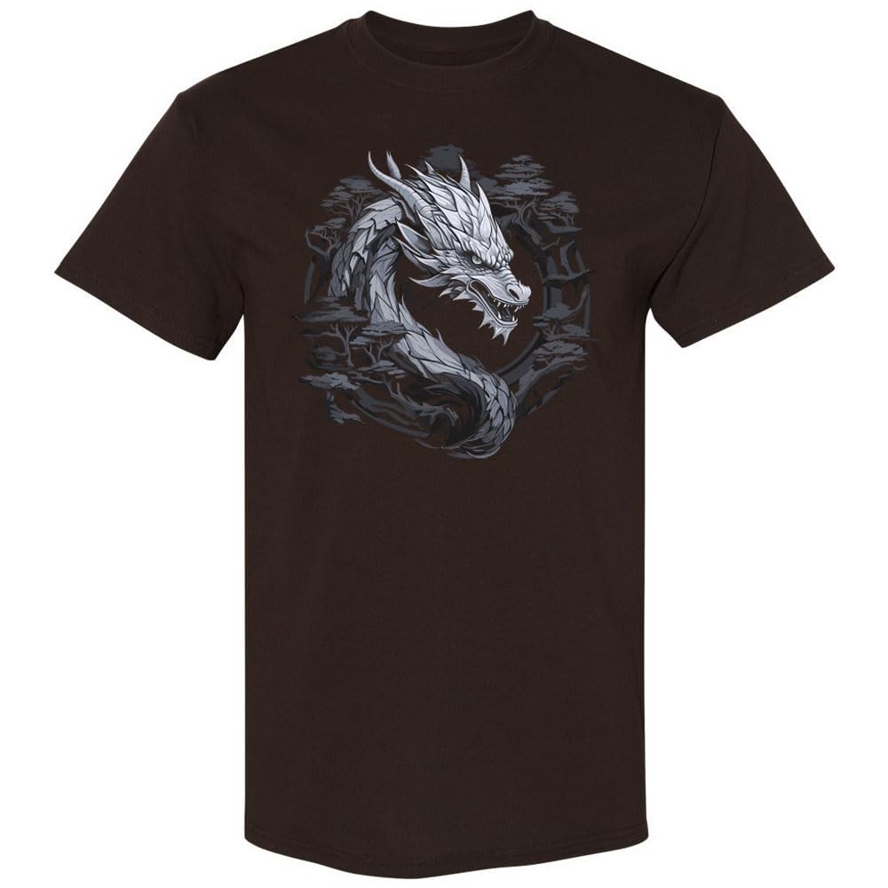 Gray Wood Dragon Graphic t-Shirt 100% Cotton for Men, Women, Kids Short Sleeve tees