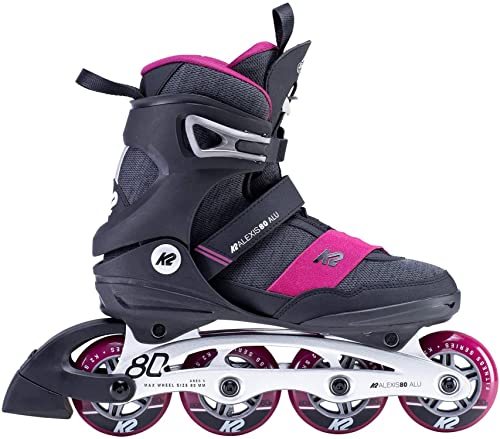 K2 Inline Skates Alexis 80 ALU Für Damen Mit K2 Softboot, Black - Pink,...