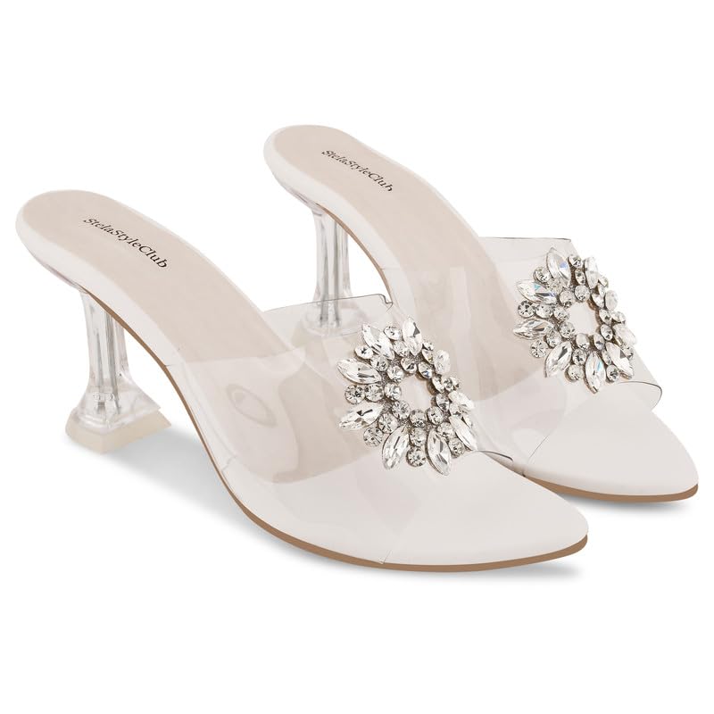 StelaStyleClub Girls/Womens Fashion Sandal Transparent Upper Kitten Heel Ethnic Design. (B0D3T93YKC) Amazon Price History, Amazon Price Tracker