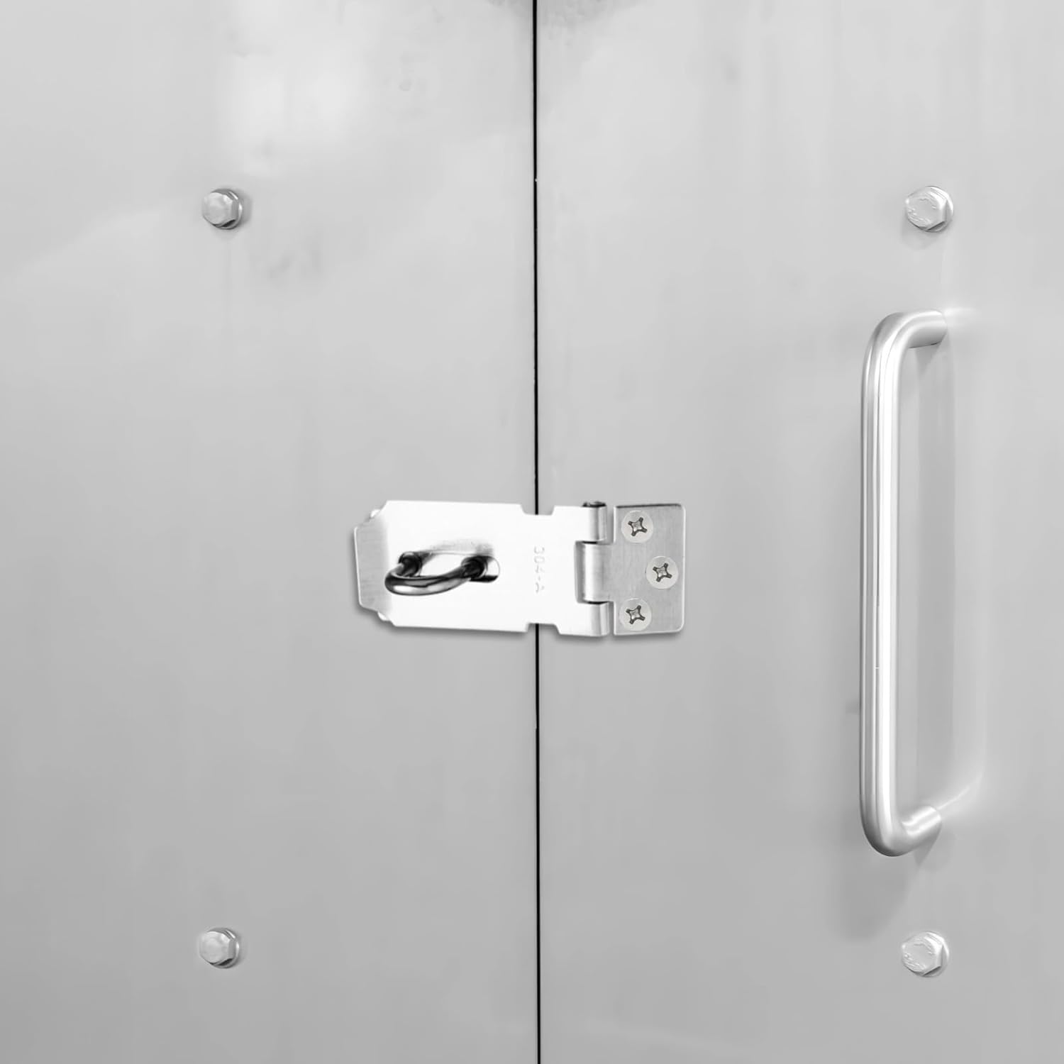 Stainless Steel Hasp Lock, Six Pcs Heavy-Duty Three Inches Thick Padlock, Security Door Latch with 180-Degree Swing, Safety Cabinet Drawer Lock with Screws for Gate Shed Storage