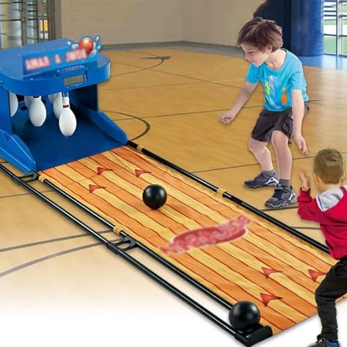 Electric Bowling Machine, Indoor Bowling Ball Sports Game Console with LED Electronic Scoreboard, Electronic Bowling Set for Kids and Adults