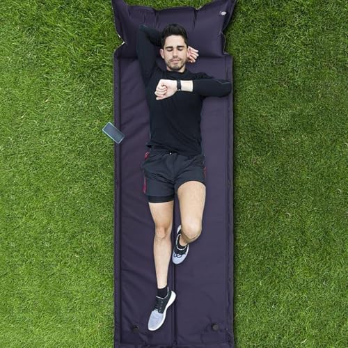 Matelas gonflable de camping épais avec oreiller intégré pour bivouac