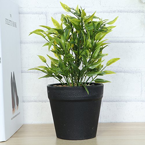 VORCOOL – Plantas artificiais de plástico sintético Bonsai com vasos para decoração de mesa de janel