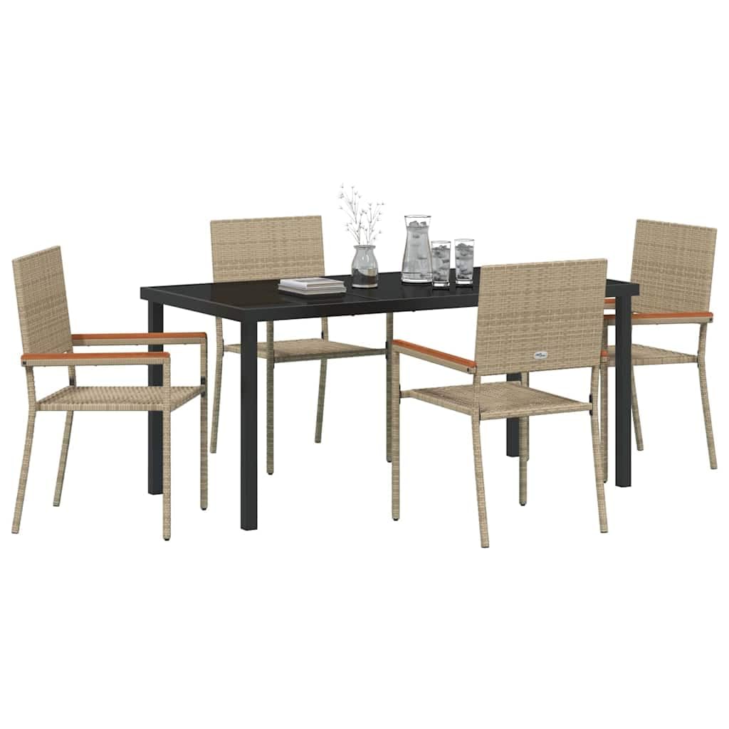 Ensemble de salle à manger pour jardin beige polyrotin 5 pcs table en verre moderne vidaXL