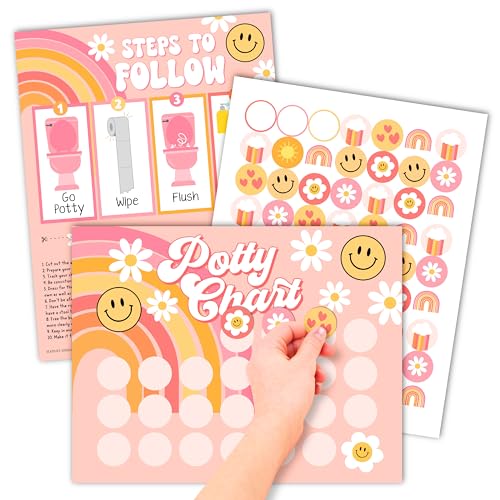 Hadley Designs Potty Training Chart for Toddlers Girls -10 Sticke...