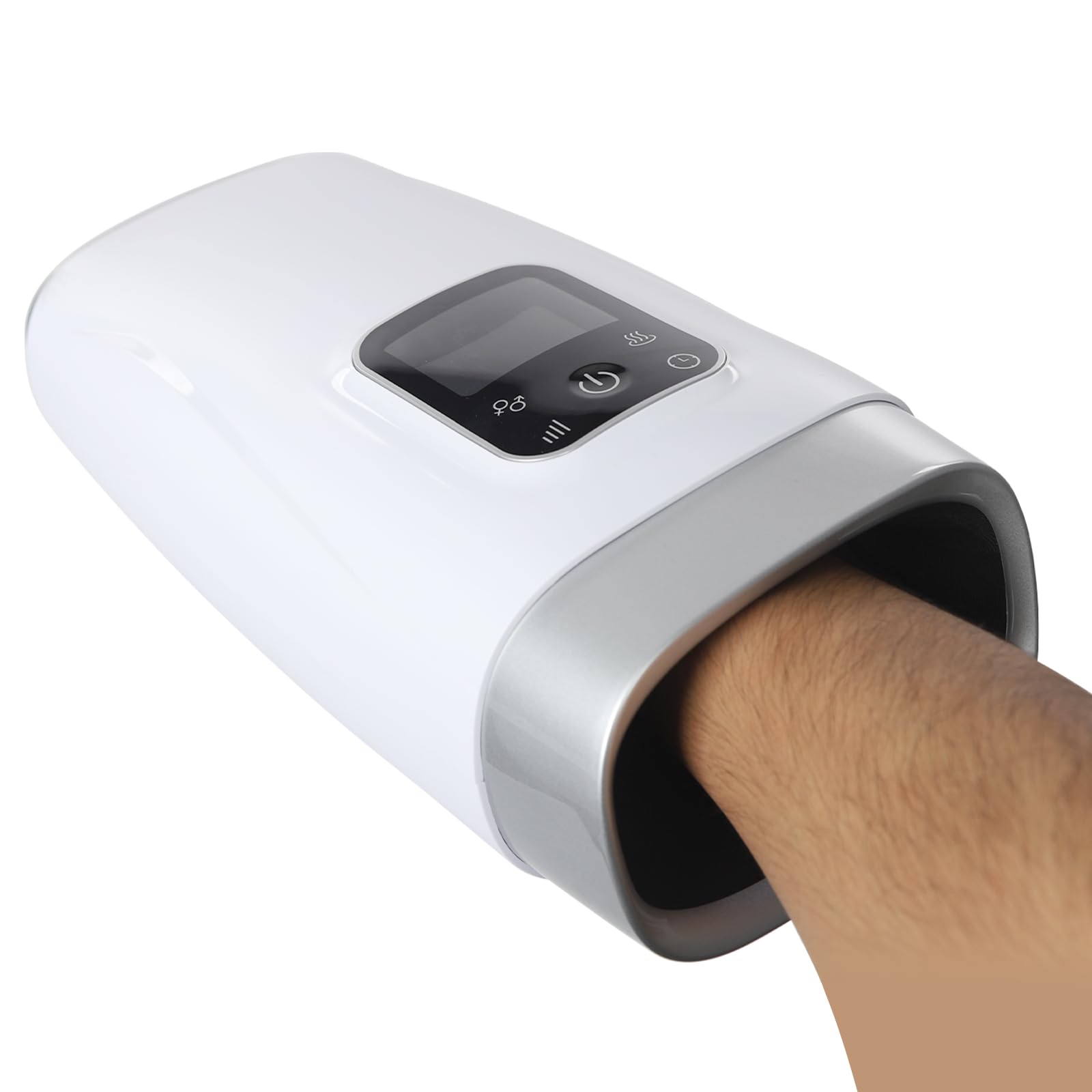 Handmassagegerät mit Luftdruck und Wärmefunktion, 2 Modi & 8 Intensitätsstufen, Timer, wiederaufladbarer Akku, LCD-Display & Typ-C, Gegen Handschmerzen, Gelenkschmerzen, Fingerkribbeln und Müde Hände