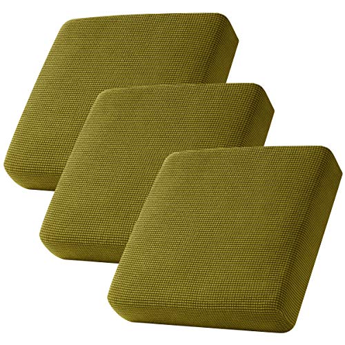 Image of CHUN YI 3Piece Stretch Couch Cushion Covers, Sofa Seat Slipcovers for Pets, Suitable for Armchair Loveseat Sofa with Spandex Jacquard Washable Fabric(3Piece,Yellow Green)