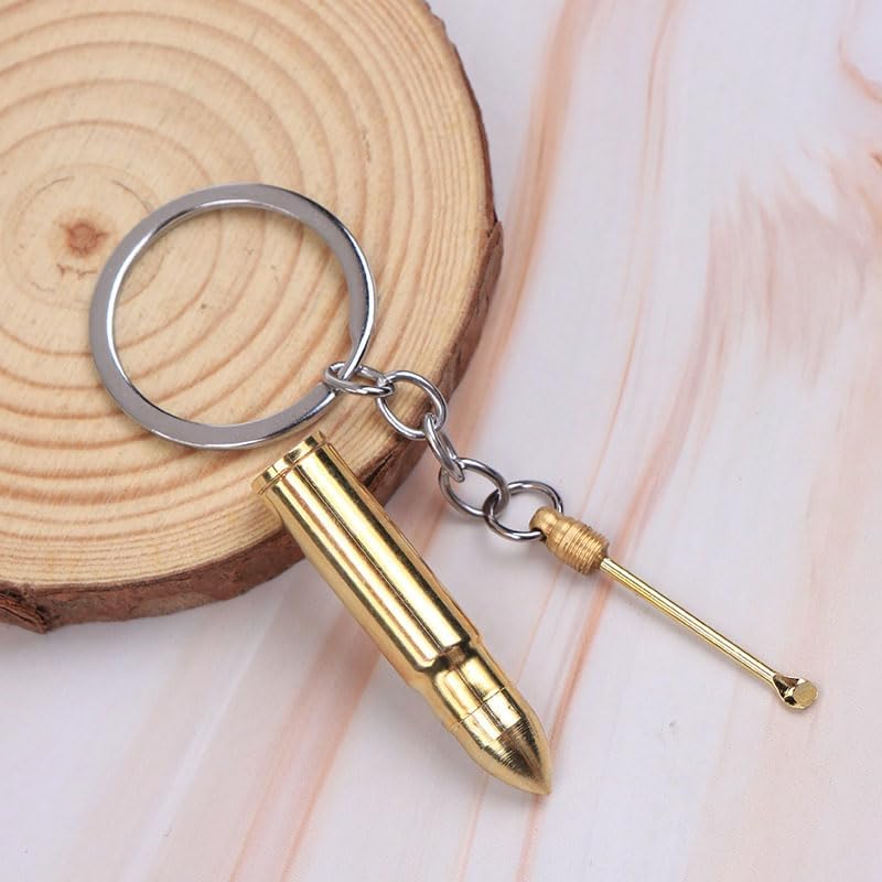 Miniatura 4 de Llavero de tabaco de bala falsa de 4 piezas, compartimento oculto, cuchara, almacenamiento secreto, Oro