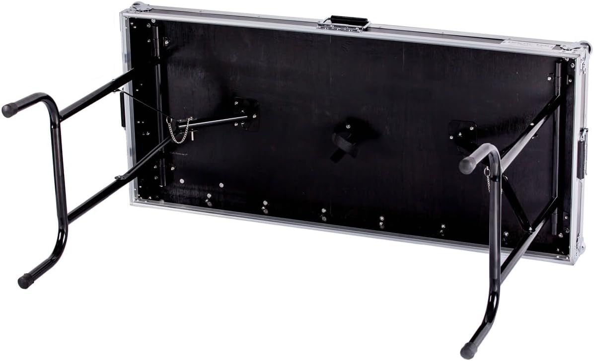 DEEJAY LED TBHTABLE48 Fly Drive Case Universal Fold Out DJ Table Engineered to Hold Turntable CD Player or Other Equipment Industrial Grade Recessed Spring Loaded Split Dish Butterfly Latches with Pad