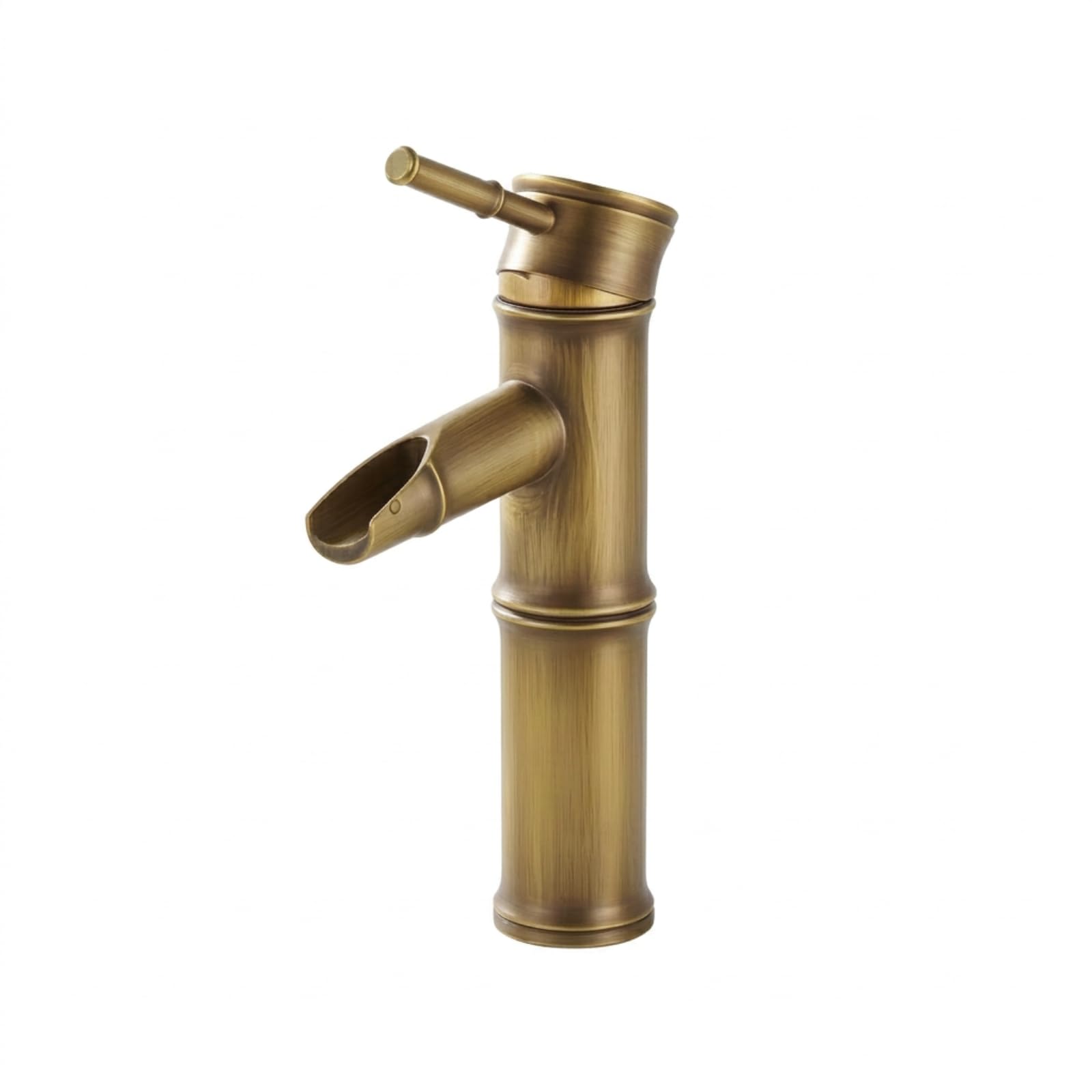 Colcolo Rubinetto Lavabo in Rame con Design a, Rubinetto Per Lavabo In Stile Americano, Design A Bambù, Versione Bassa, Finitura Anticata