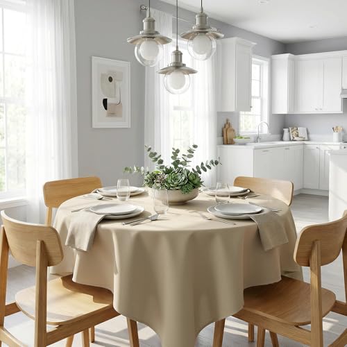 Image of sancua Natural Square Tablecloths 85x85 Inch Fabric Card Table Cloth