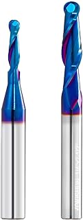2PCS CNC Router bits Carbide Ball Nose End Mill with Nano Blue Coating 1/4inch Shank for Side Milling,End Milling,Finish Machining
