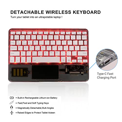 Image of TECPHILE Universal Z33 Wireless Keyboard with Touchpad & Backlit for iPad, Samsung Tab, Computer | Multi Device Con¬nection, Transparent Look, Rechargeable