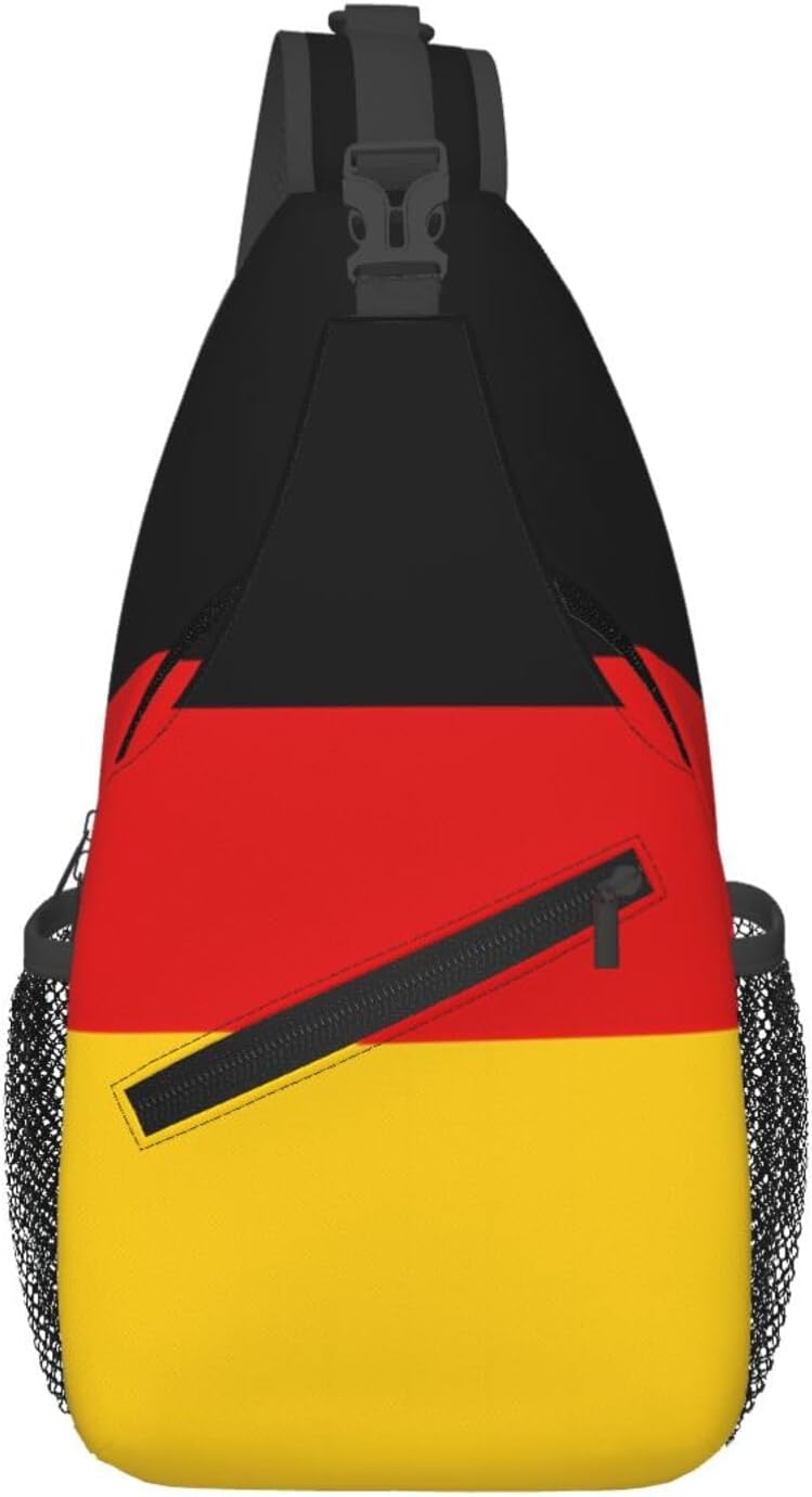 German flag Patterned single shoulder crossbody bag, adjustable chest bag, designed specifically for travel and cycling