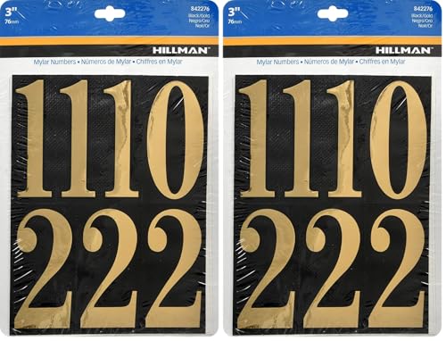 Image of Hillman 842276 Black and Gold Mailbox Number Pack, 3-Inch (Pack of 2)