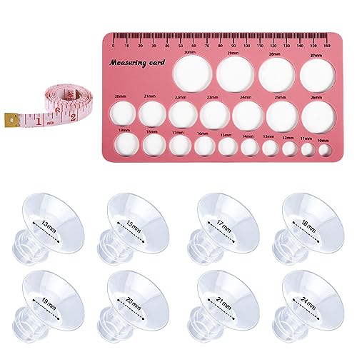 Image of 8pcs Breast Pump Flange Inserts Kit Set with Soft Ruler & Nipple Ruler for Flanges, 8 Sizes Wearable Breast Pump Accessories Compatible with 24mm Breast Pumps of Most Brands