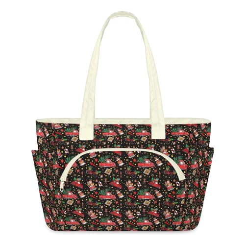 Sac fourre-tout de Noël pour femme grand sac à bandoulière léger et matelassé avec fermeture éclair