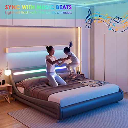 Buy KEYLUV Upholstered Smart LED Bed Frame with Headboard, Durable