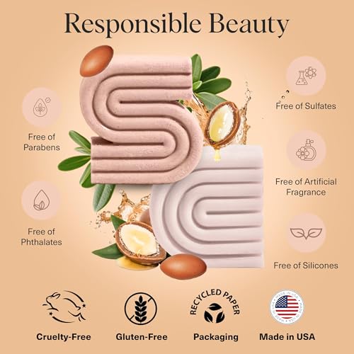 Image of Kitsch Argan Oil Shampoo Bar Soap for Hair Growth - Made in USA, 3.2 oz | Repairing Hair Shampoo for Women & Men - Strengthening & Moisturizing Hair Care - Paraben, Silicone & Sulfate Free
