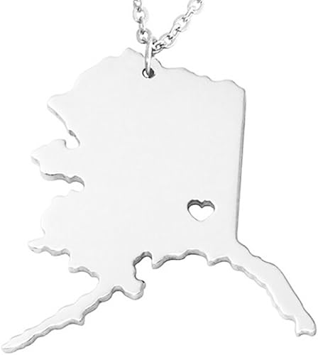 Meiligo Colgante de plata de oro de 18 quilates con diseño de mapa del país del estado de Alaska