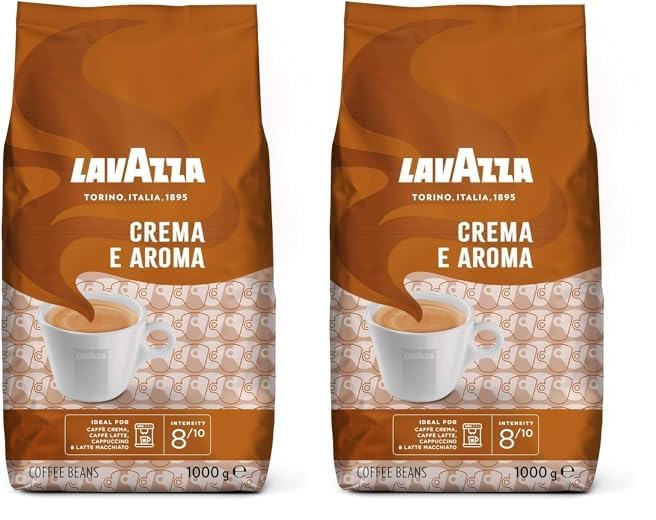 Image of Lavazza Crema E Aroma Whole Bean Coffee Blend, 2.2-Pound Bag, Balanced medium roast with an intense, earthy flavor and long lasting crema, Non-GMO (Pack of 2)