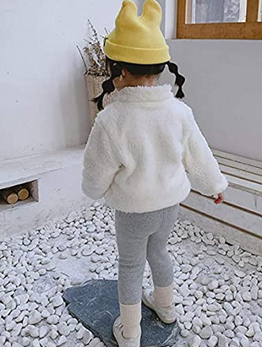 Karuedoo Baby Kids Boys Girls Fleece Full Zip Up Hoodie Fall Winter Hooded Jacket Solid Color Coat Outwear Sweater (White, 12-24 Months) #TOP4