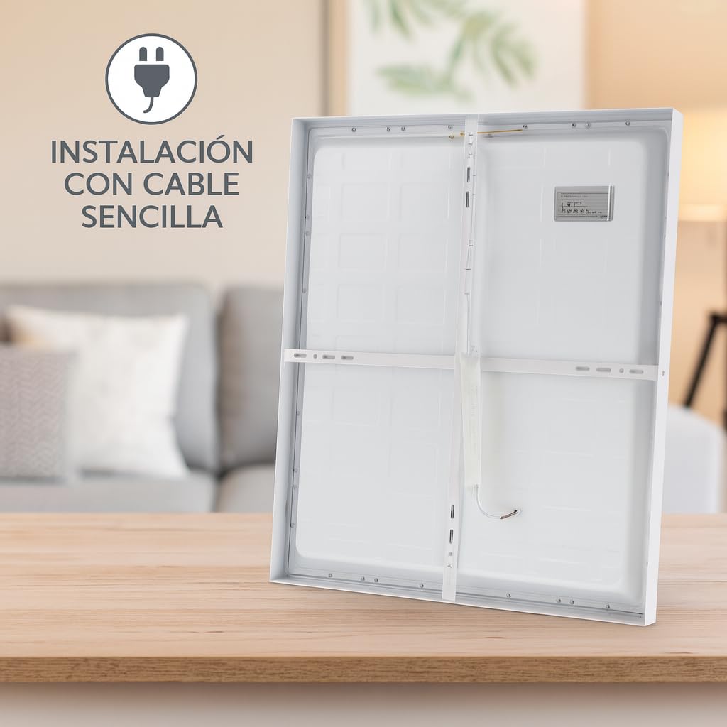M Ledme - Plafon Superficie Panel LED 60X60cm 40W, Con Selector de Color Blanco Calido, Neutro o Frio (CCT), 4000 Lumenes, Luces led para cocina o habitación, Driver incluido.