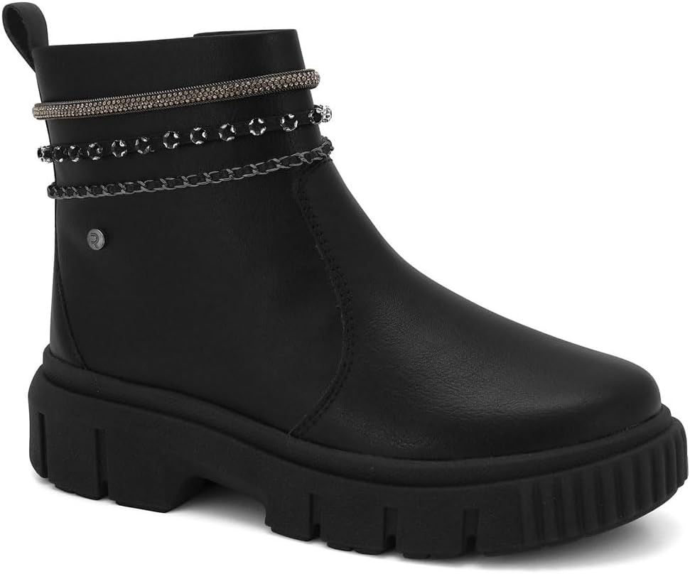 Bota Coturno Feminino Ramarim Com Brilhos Sola Tratorada (Preta, BR, Adulto, Numérico, 39)