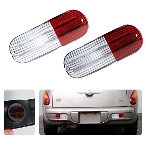 Tonsya white/Red Lens housing kit Compatible With 2001 2002 2003 2004 2005 Chrysler PT Cruiser Replace OEM Backup Tail Brake Cover & Rear Fog housing